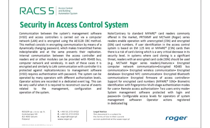 Roger RACS 5 <b><p style="color:#003366;">Security in Acs Control System</p></b> 4 ~blog/2023/9/13/slide4